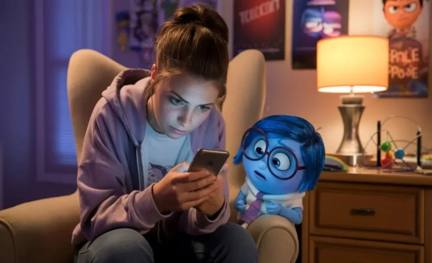 Inside Out 2 Glued to Phone